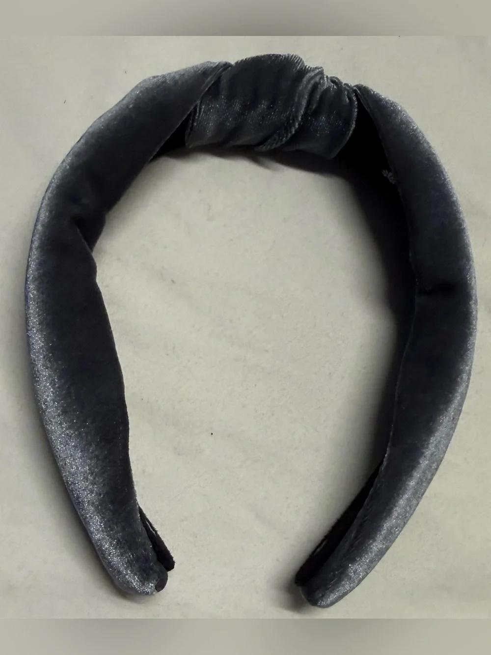 Lele Sadoughi Gray Velvet Padded Knotted Headband Hair Accessory